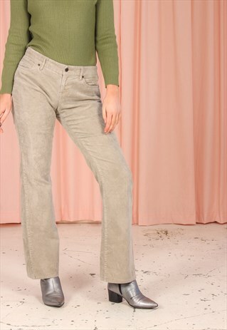 VINTAGE 90S CORDUROY TROUSERS IN BEIGE