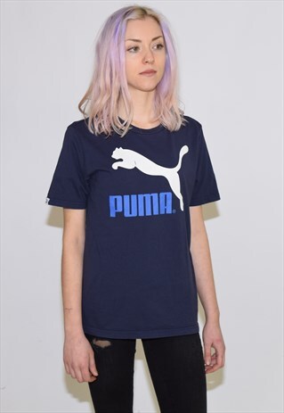 VINTAGE 90S BLUE PUMA CREW NECK T SHIRT