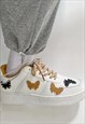 RETRO CLASSIC SNEAKERS BUTTERFLIES TRAINERS IN WHITE