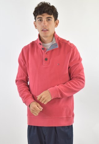 VINTAGE 90S RED TOMMY HILFIGER JUMPER