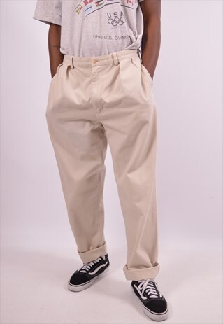 POLO RALPH LAUREN MENS VINTAGE TROUSERS W36 L32 BEIGE 90S