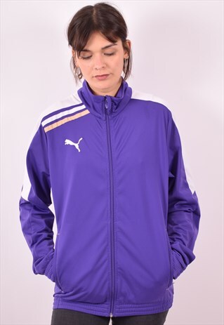 PUMA WOMENS VINTAGE TRACKSUIT TOP JACKET SMALL PURPLE 90S
