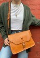 DISTRESSED TAN LEATHER SATCHEL SCHOOL BAG