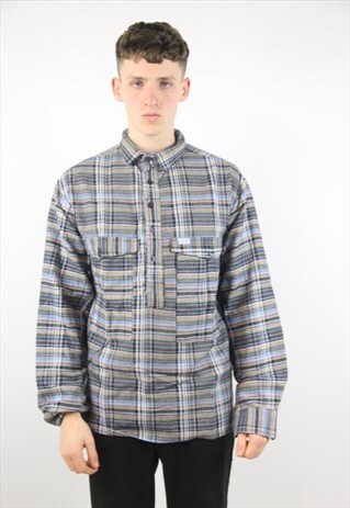 VINTAGE CHECK BLUE FLANNEL SHIRT