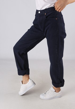 VINTAGE LEVIS 501'S JEANS BLUE UK 12 - 14 HIGH WAISTED (ALAD