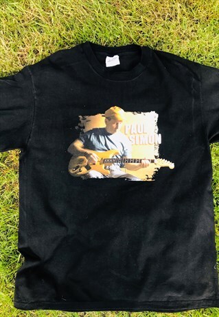 VINTAGE PAUL SIMON BAND CONCERT WORN-IN BLACK T-SHIRT
