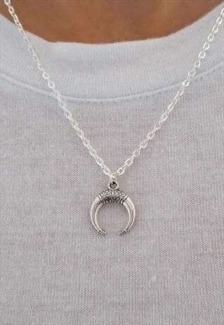 DOUBLE HORN/ CRESCENT MOON NECKLACE - SILVER NECKALCE