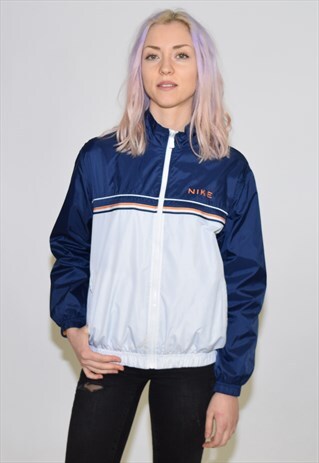 VINTAGE 90S BLUE WHITE NIKE TRACKSUIT TOP JACKET