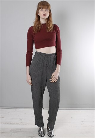 VINTAGE 80S STRIPE PATTERNED HIGH WAISTED TAPERED TROUSERS