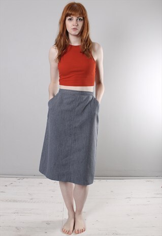 VINTAGE 80S GREY PENCIL SKIRT