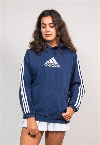 VINTAGE 90'S ADIDAS NAVY BLUE SWEATSHIRT HOODIE