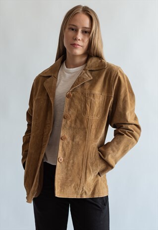VINTAGE 70S MINIMAL JACKET IN SUEDE