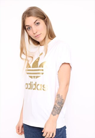VINTAGE ADIDAS GOLD WHITE TOP T-SHIRT