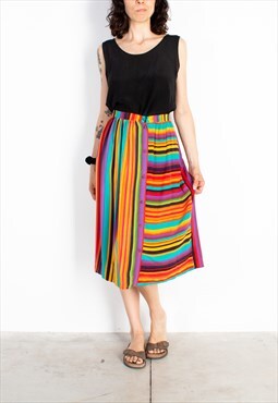 Women's Colorful Striped And Bands Skirt