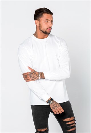STAPLE BLANK PLAIN LONG SLEEVED T-SHIRT - WHITE