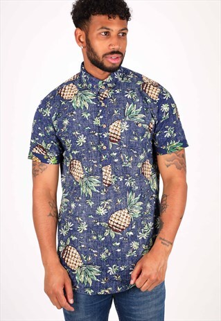 VINTAGE PINEAPPLE PATTERN SHORT SLEEVES SHIRT NS874