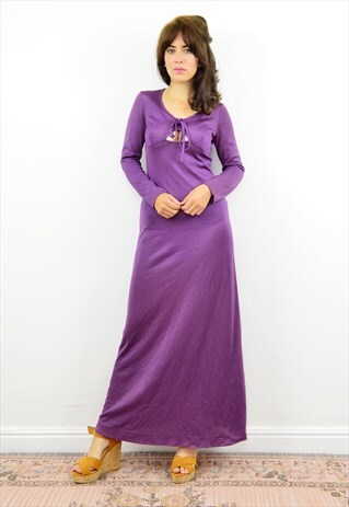 70S LONG SLEEVED PURPLE SHIMMER DISCO DRESS