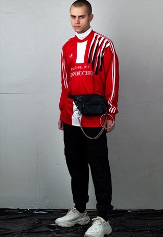 80S VINTAGE ADIDAS ORIGINALS FOOTBALL RED SHIRT . UNISEX