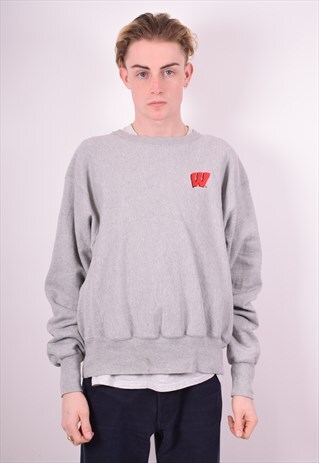 CHAMPION MENS VINTAGE SWEATSHIRT JUMPER LARGE GREY 90'S