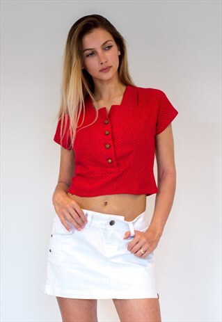 VINTAGE RETRO RED CROP TOP