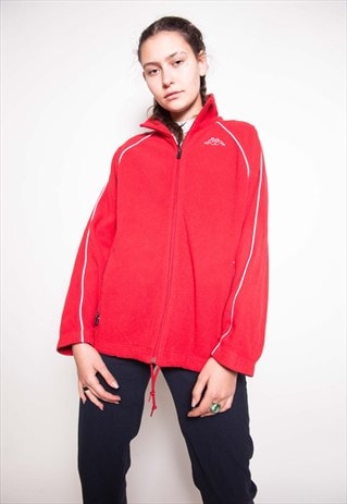 VINTAGE 90S KAPPA RED FLEECE JACKET ID:3557
