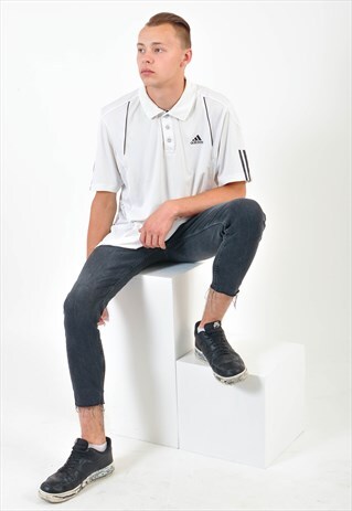 VINTAGE ADIDAS POLO SHIRT IN WHITE