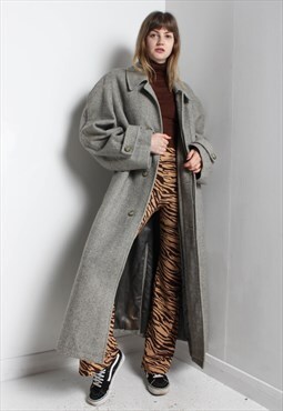 Vintage Oversize Wool Trench Coat Grey