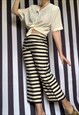 Vintage 80s wide-leg striped culottes in black and white