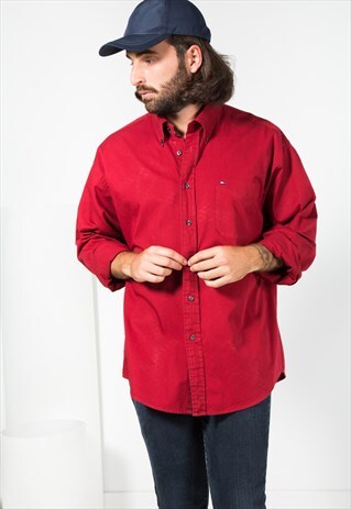VINTAGE 80'S TOMMY HILFIGER COTTON SHIRT / S4588