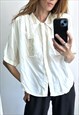Vintage Italian Fashion Style White Summer Shirt Blouse L