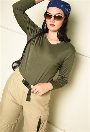 Y2K RETRO BASICS TOP IN KHAKI GREEN