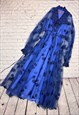 Tom Bowker For Jean Varon Vintage 80's Blue Dress