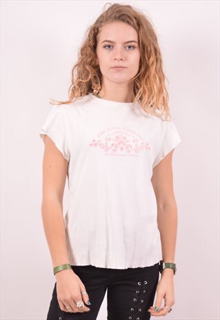 POLO RALPH LAUREN WOMENS VINTAGE T-SHIRT TOP LARGE WHITE 90S