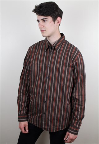 VINTAGE BROWN STRIPPED HUGO BOSS SHIRT