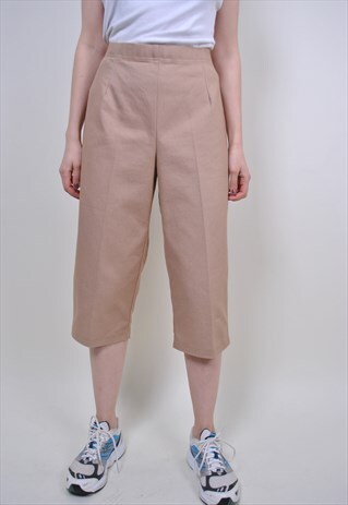 90S BEIGE CHINO CAPRIS, VINTAGE WOMEN STRAIGHT LONG SHORTS