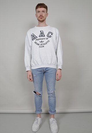 VINTAGE 90'S ADIDAS ATHLETICS MARL LIGHT GREY SWEATER