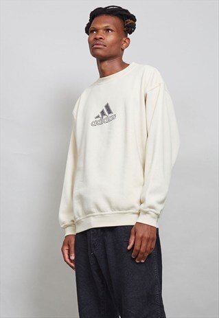 VINTAGE OVERSIZED 90'S CREAM ADIDAS SWEATER