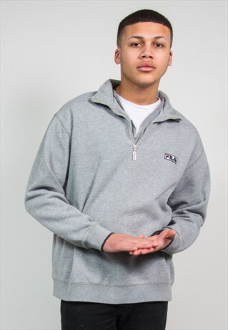 VINTAGE FILA SWEATSHIRT QUARTER ZIP SWEATER GREY
