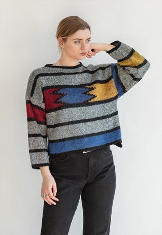 VINTAGE 70S CROPPED BOHO JUMPER IN BOXY FIT