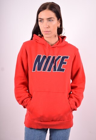 NIKE WOMENS VINTAGE HOODIE JUMPER MEDIUM RED 90'S