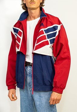 vintage 90's blue and burgundy adidas track jacket