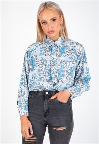 VINTAGE UNBRANDED LONG SLEEVE PATTERN SHIRT S201