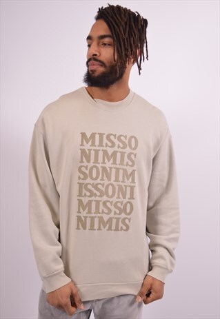 MISSONI SPORT VINTAGE SWEATSHIRT JUMPER MEDIUM KHAKI 90S