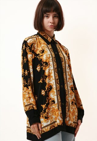 80S VINTAGE PARTY COLD CHAIN OVERSIZED BLOUDE SHIRT 1109