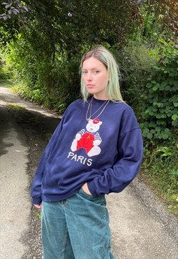 Vintage 90s Paris France  Size XL Embroidered Sweatshirt