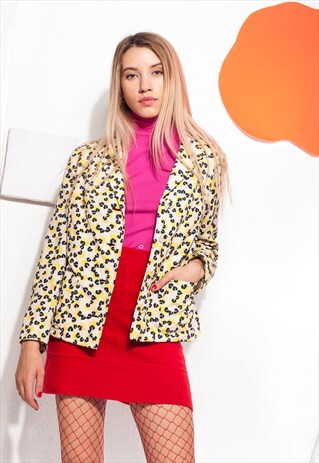 VINTAGE BLAZER 50S LEAF PRINTED SHORT PRINTED JACKET