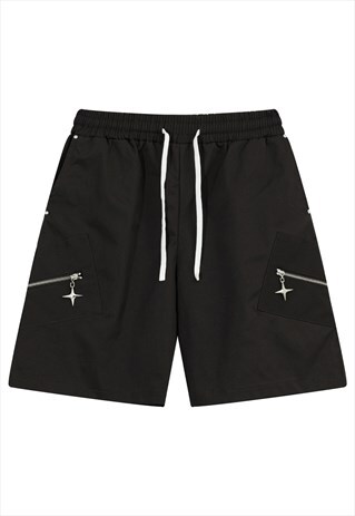 Extreme zippers utility shorts premium gorpcore pants black