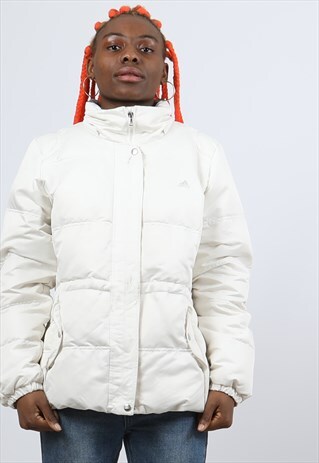 VINTAGE ADIDAS LARGE WHITE PADDED JACKET