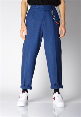 VINTAGE 90S BLUE WOOL BLEND PANTS