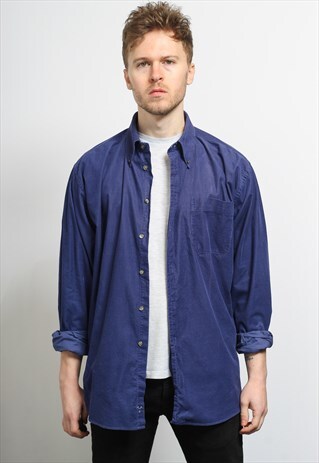 VINTAGE CORDUROY CORD SHIRT BLUE